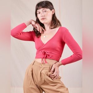 Hot Pink Big Bud Press Wrap Long Sleeve Top